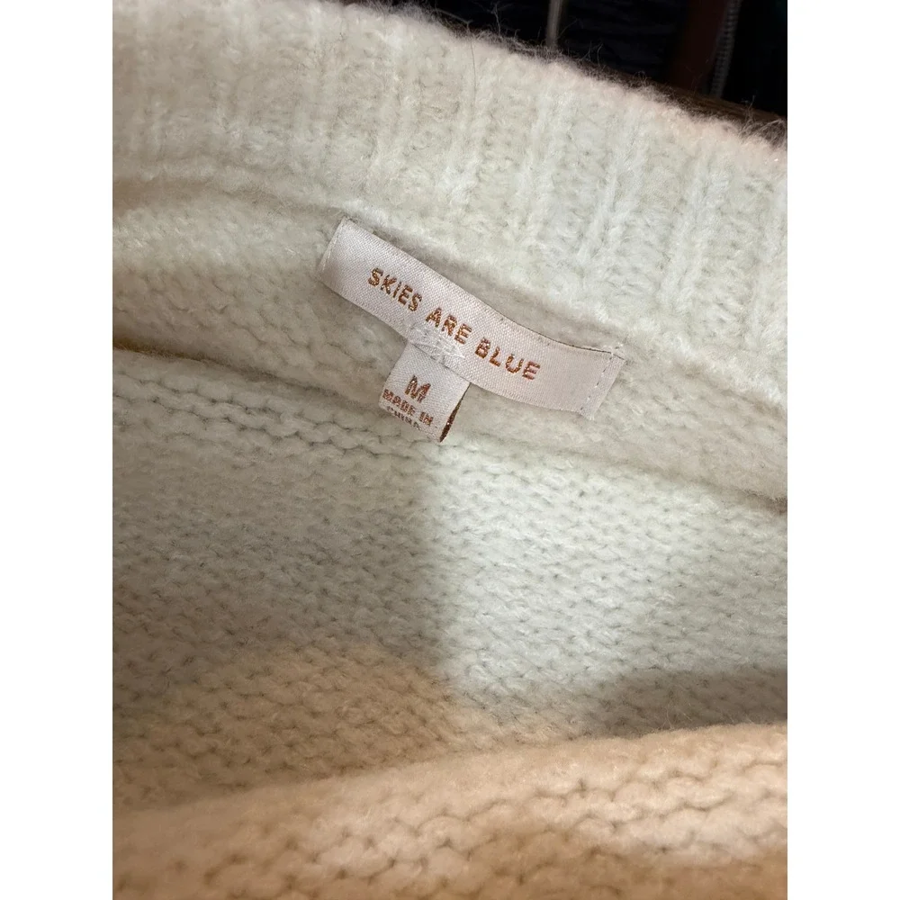 Skies Are Blue Colorblock Long Tunic Sweater Soft Neutral Cream Pink Gray Cozy M